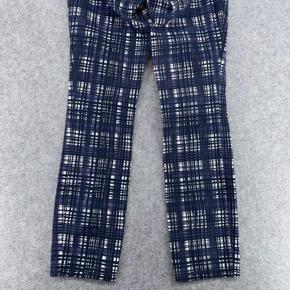Tory Burch Conner Tab Front Skinny Pants Navy Purple Plaid Grid Size 29 - Picture 9 of 12